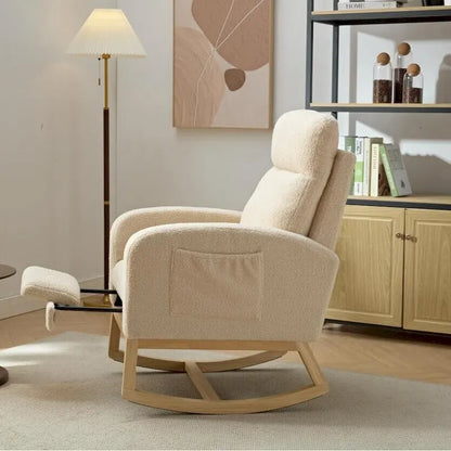 Fauteuil à bascule rembourré moderne de 75 cm de hauteur avec dossier haut – Sanzelize Design