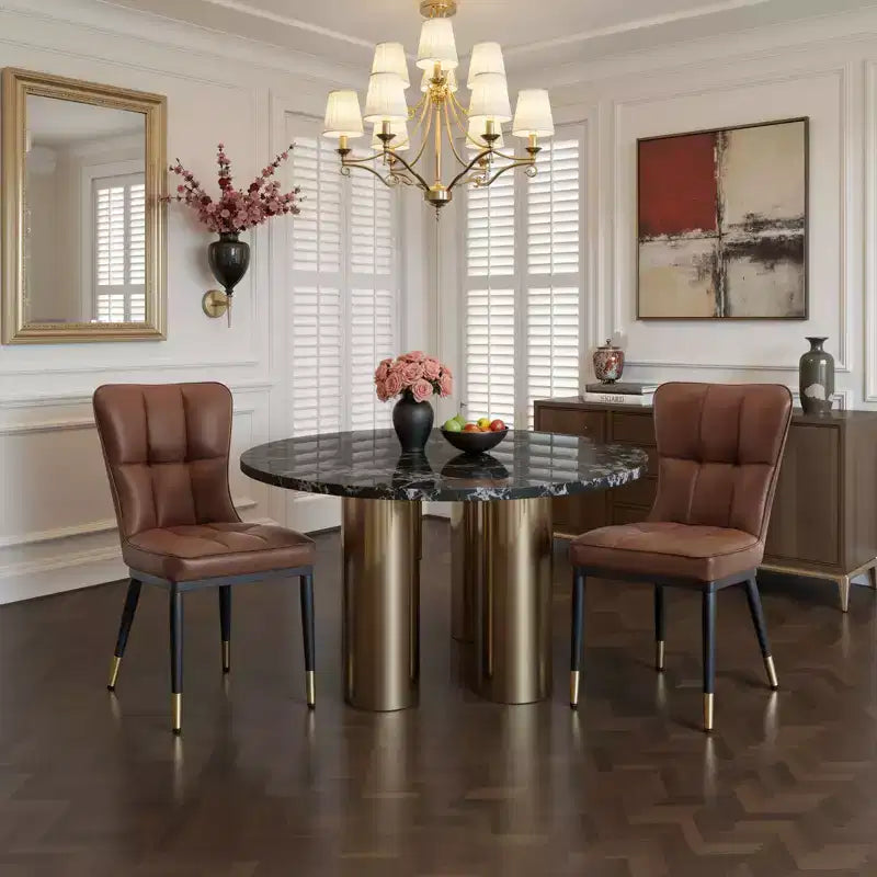 Lot de 6 chaises de salle à manger, modernes, rembourrées, en similicuir, avec haut dossier, pieds en métal – Sanzelize Design
