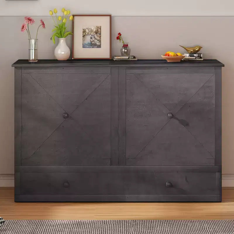 Lit escamotable Murphy 152 x 203 cm, lit coffre Cube avec station de charge et espace de rangement – Sanzelize Design