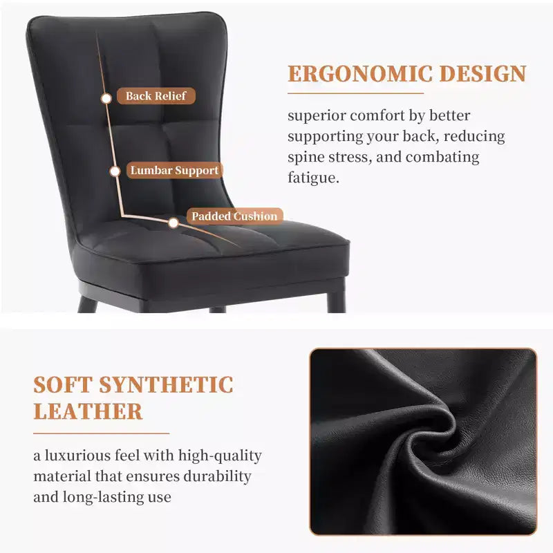 Lot de 6 chaises de salle à manger, modernes, rembourrées, en similicuir, avec haut dossier, pieds en métal – Sanzelize Design