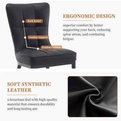 Lot de 6 chaises de salle à manger, modernes, rembourrées, en similicuir, avec haut dossier, pieds en métal – Sanzelize Design
