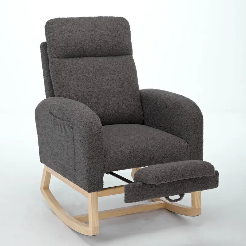 Fauteuil à bascule rembourré moderne de 75 cm de hauteur avec dossier haut – Sanzelize Design