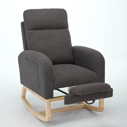 Fauteuil à bascule rembourré moderne de 75 cm de hauteur avec dossier haut – Sanzelize Design