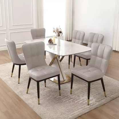 Lot de 6 chaises de salle à manger, modernes, rembourrées, en similicuir, avec haut dossier, pieds en métal – Sanzelize Design