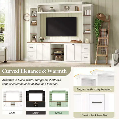 Meuble TV mural 4-en-1 de style campagnard, convient aux téléviseurs jusqu'à 178 cm – Sanzelize Design