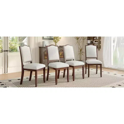 Lot de 4 chaises de salle à manger de style ferme avec dossier haut et assise rembourrée – Sanzelize Design