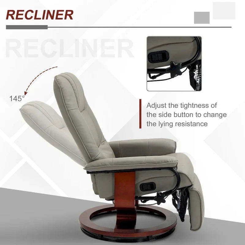 Fauteuil inclinable manuel pivotant en similicuir avec repose-pieds confortable et relaxant – Sanzelize Design