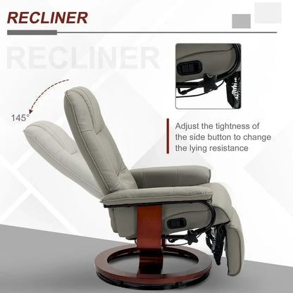 Fauteuil inclinable manuel pivotant en similicuir avec repose-pieds confortable et relaxant – Sanzelize Design