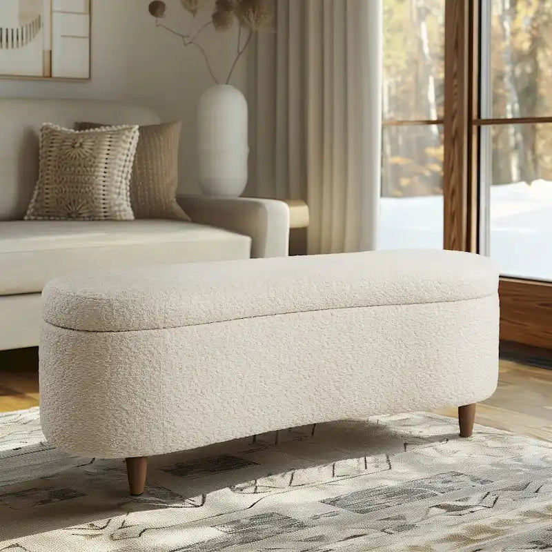 Banc de rangement rabattable Bailey Taupe Boucle – Sanzelize Design