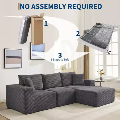 Canapé moderne 274 cm, canapé 3 places rembourré en forme de L avec oreillers, canapé à assise profonde – Sanzelize Design