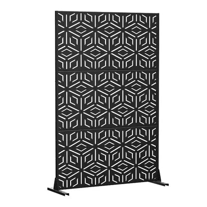Paravent à 3 panneaux avec motif géométrique – Acier galvanisé noir – Sanzelize Design