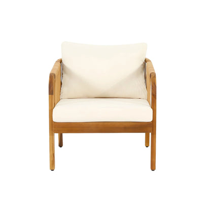 Ensemble de fauteuils de club en bois d'acacia et osier Jabe d'extérieur – Sanzelize Design
