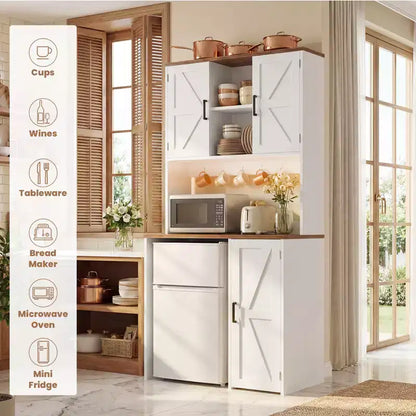 Meuble de cuisine avec espace mini-réfrigérateur, meuble de bar à café avec étagère de rangement – Sanzelize Design