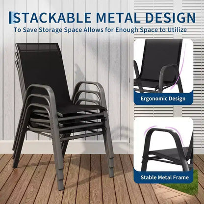 Chaises de jardin, Lot de 4/6 chaises de salle à manger empilables d'extérieur en textilène léger résistant aux – Sanzelize Design