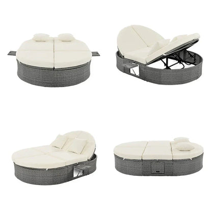 Lit de soleil extérieur double pour terrasse avec coussins et oreillers – Sanzelize Design