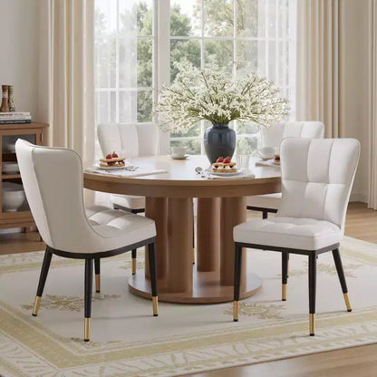 Lot de 6 chaises de salle à manger, modernes, rembourrées, en similicuir, avec haut dossier, pieds en métal – Sanzelize Design