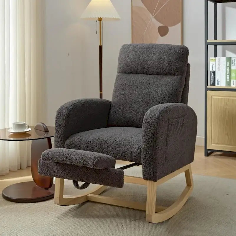 Fauteuil à bascule rembourré moderne de 75 cm de hauteur avec dossier haut – Sanzelize Design