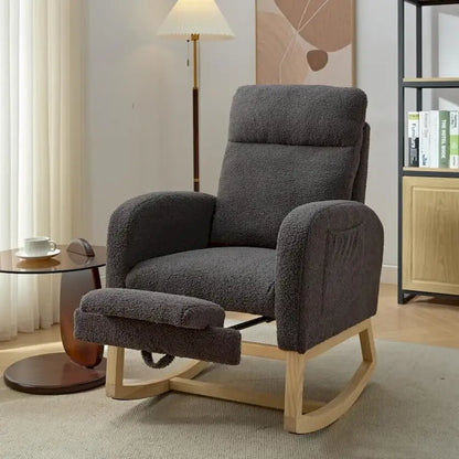 Fauteuil à bascule rembourré moderne de 75 cm de hauteur avec dossier haut – Sanzelize Design