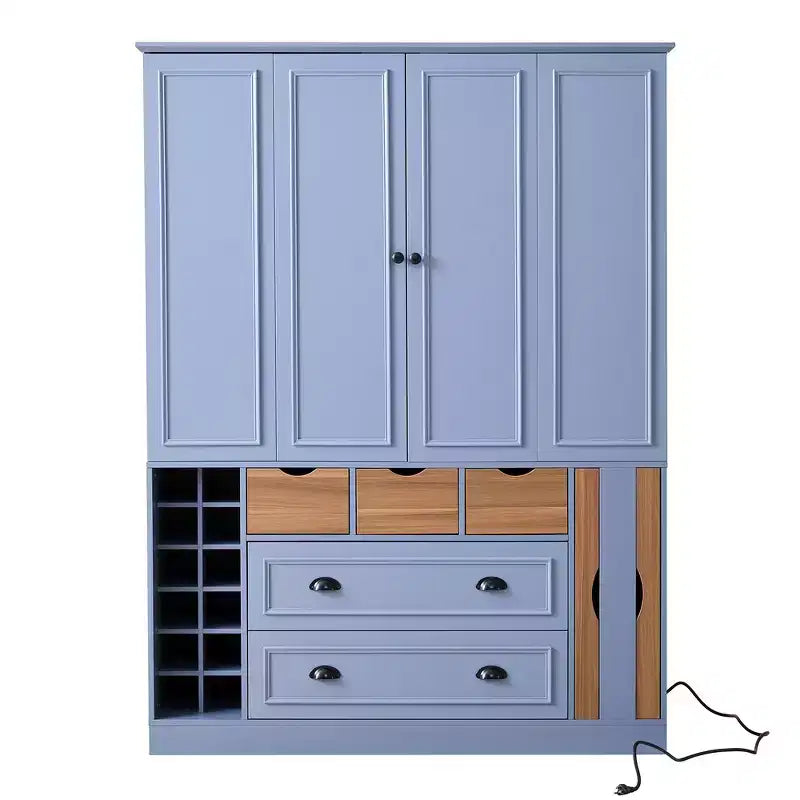 Garde-manger de cuisine autoportant de 180 cm de haut, grand buffet de salle à manger avec 4 portes pliantes, étagères – Sanzelize Design