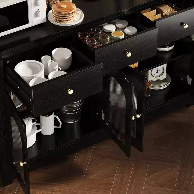 Buffet étroit de 140 cm avec 3 tiroirs et 4 portes pour cuisine, salle à manger, salon – Sanzelize Design