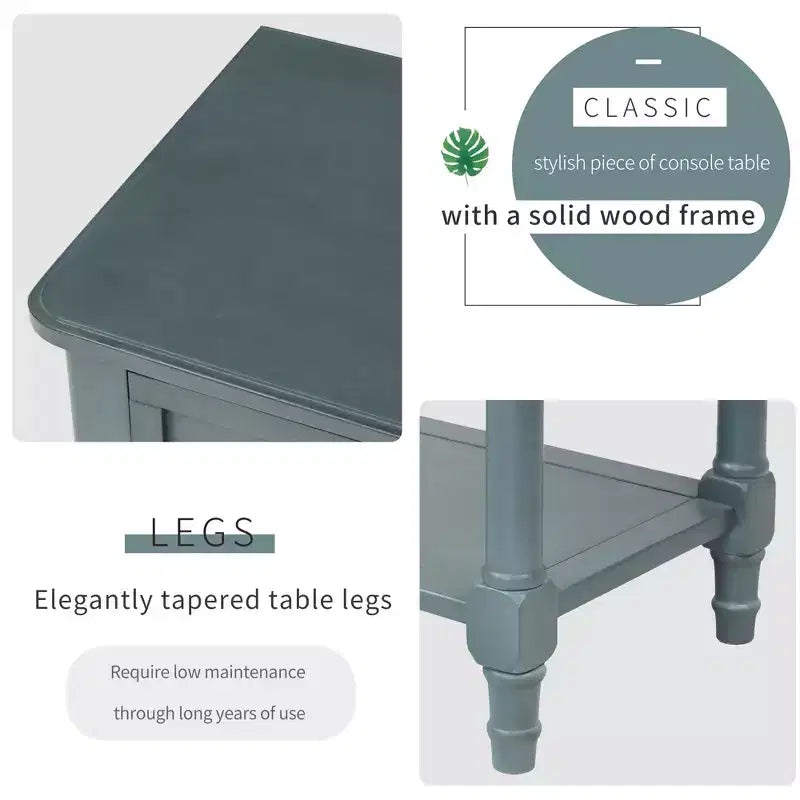 Console étroite de 60 cm avec 3 tiroirs et étagère, table d'appoint pour petite entrée ou salon – Sanzelize Design