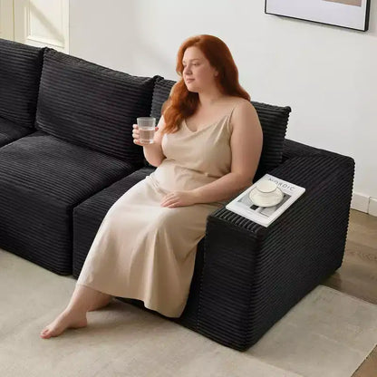 Canapé moderne 274 cm, canapé 3 places rembourré en forme de L avec oreillers, canapé à assise profonde – Sanzelize Design