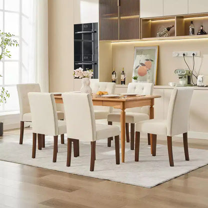 Lot de 6 / 4 chaises de salle à manger Parsons capitonnées - Chaises de cuisine en tissu rembourrées avec pieds en bois – Sanzelize Design