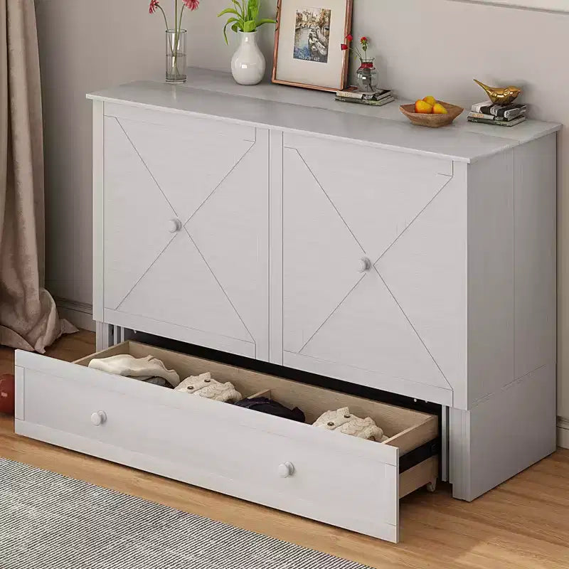 Lit escamotable Murphy 152 x 203 cm, lit coffre Cube avec station de charge et espace de rangement – Sanzelize Design