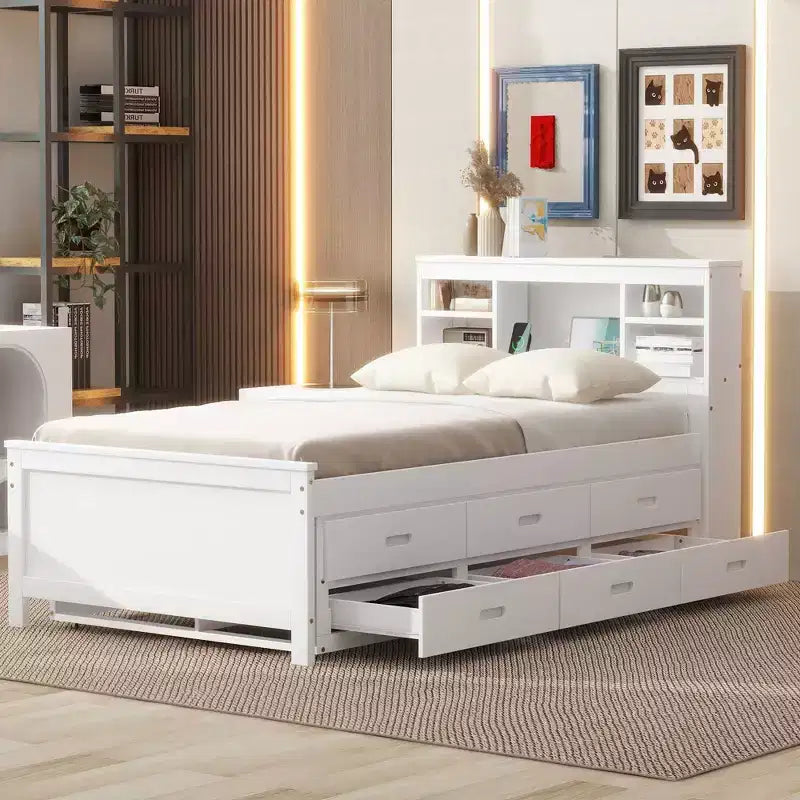 Lit plateforme avec lit gigogne et tiroirs, lit plateforme de rangement avec USB – Sanzelize Design