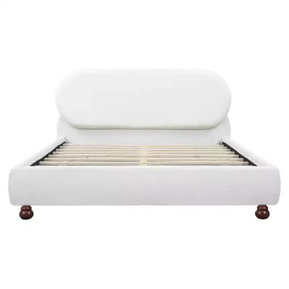 Lit rembourré en bouclette moderne en bois d'hévéa Matteo – Sanzelize Design