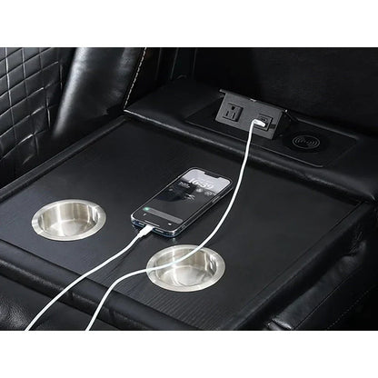 Canapé inclinable électrique avec chargeur sans fil, liseuse pour salon, lumière LED en similicuir, port AC/USB – Sanzelize Design