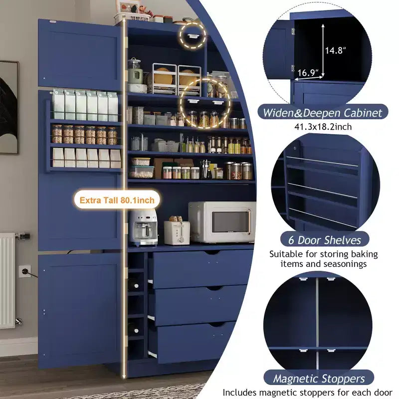Grand meuble de garde-manger de cuisine avec prises électriques – Sanzelize Design