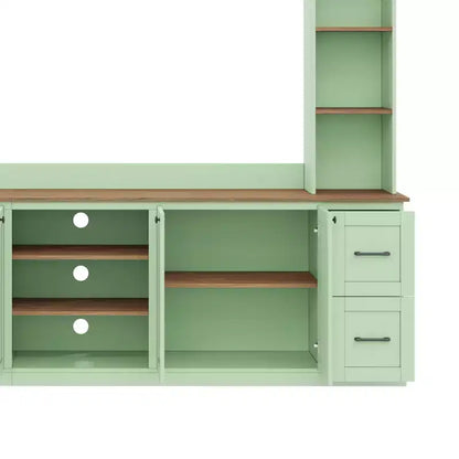 Meuble TV mural 4-en-1 de style campagnard, convient aux téléviseurs jusqu'à 178 cm – Sanzelize Design