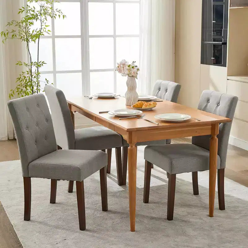 Lot de 6 / 4 chaises de salle à manger Parsons capitonnées - Chaises de cuisine en tissu rembourrées avec pieds en bois – Sanzelize Design