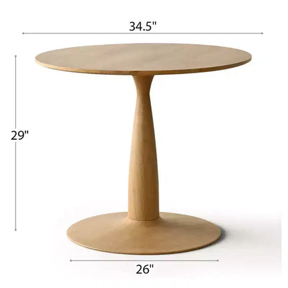 Table à manger ronde moderne avec piédestal, finition grain de bois – Sanzelize Design