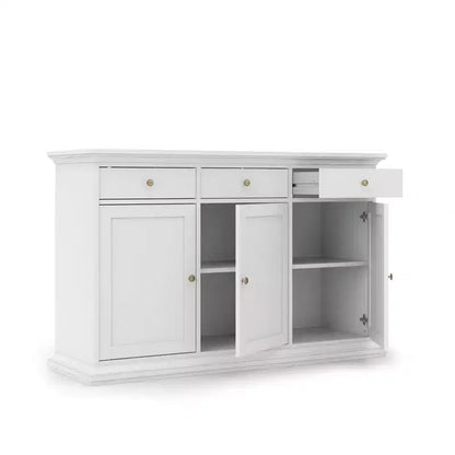 Buffet 3 portes et 3 tiroirs, Blanc – Sanzelize Design