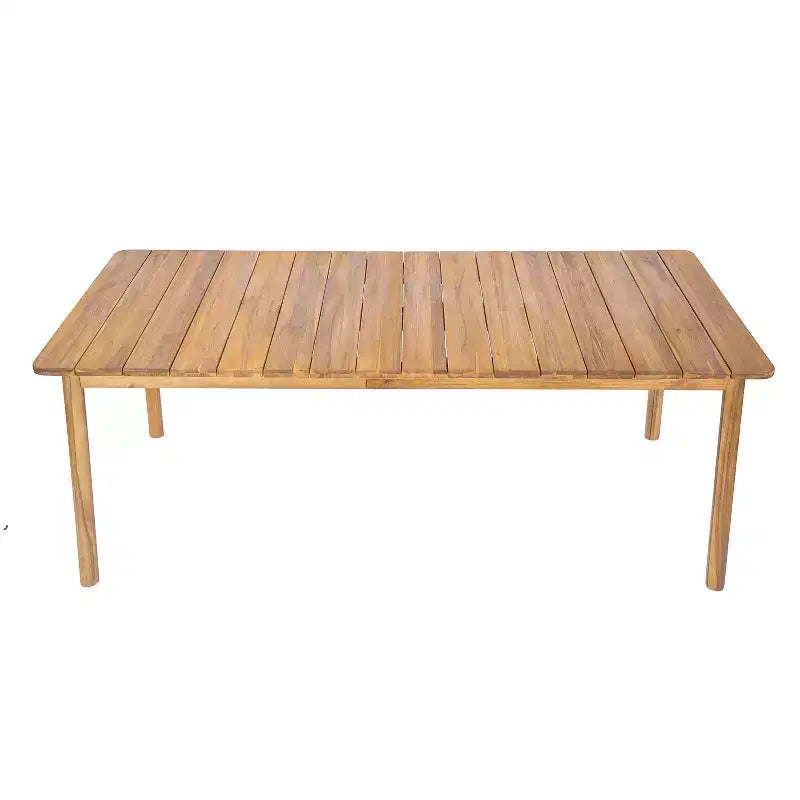 Ensemble de salle à manger d'extérieur rustique Irene 9 pièces en bois d'acacia avec chaises à dossier incurvé et – Sanzelize Design