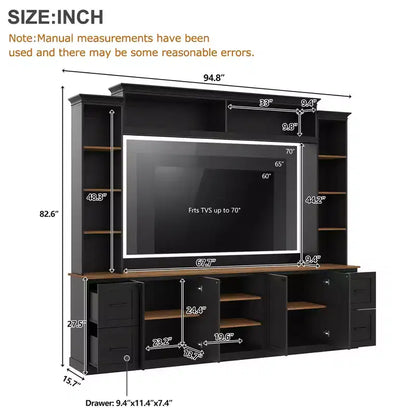 Meuble TV mural 4-en-1 de style campagnard, convient aux téléviseurs jusqu'à 178 cm – Sanzelize Design