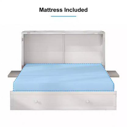 Lit escamotable Murphy 152 x 203 cm, lit coffre Cube avec station de charge et espace de rangement – Sanzelize Design