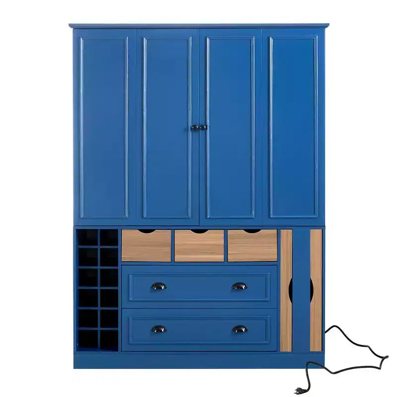 Garde-manger de cuisine autoportant de 180 cm de haut, grand buffet de salle à manger avec 4 portes pliantes, étagères – Sanzelize Design