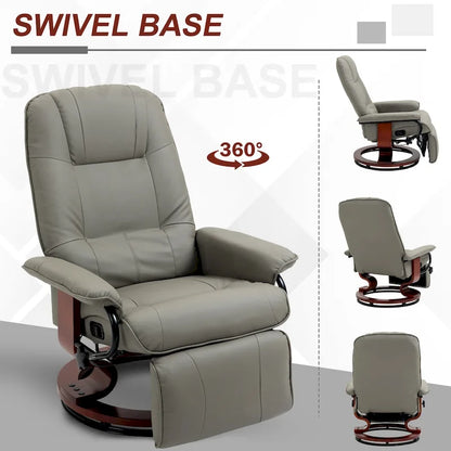 Fauteuil inclinable manuel pivotant en similicuir avec repose-pieds confortable et relaxant – Sanzelize Design