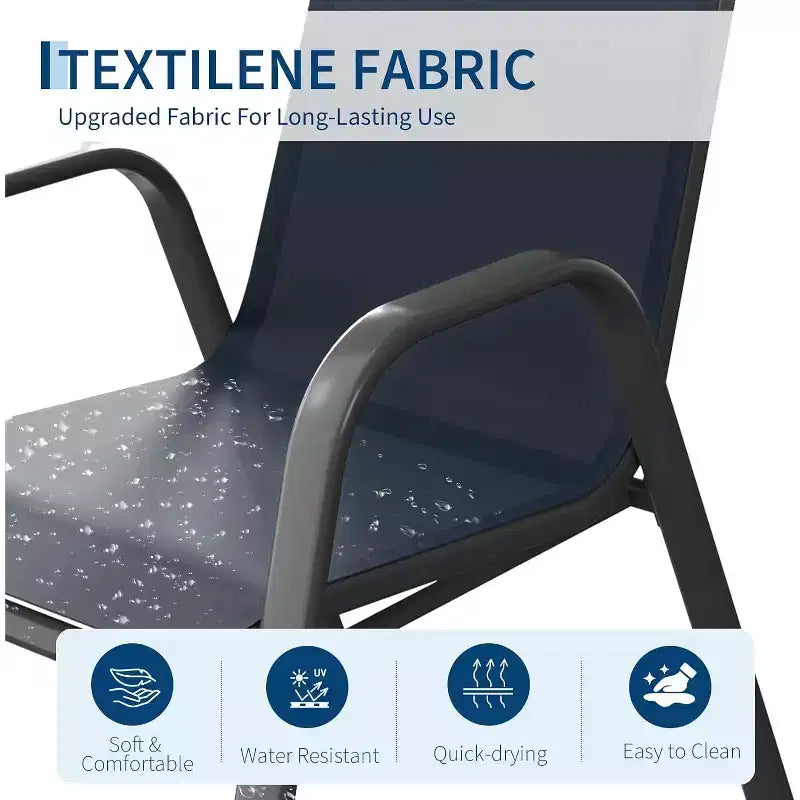 Chaises de jardin, Lot de 4/6 chaises de salle à manger empilables d'extérieur en textilène léger résistant aux – Sanzelize Design