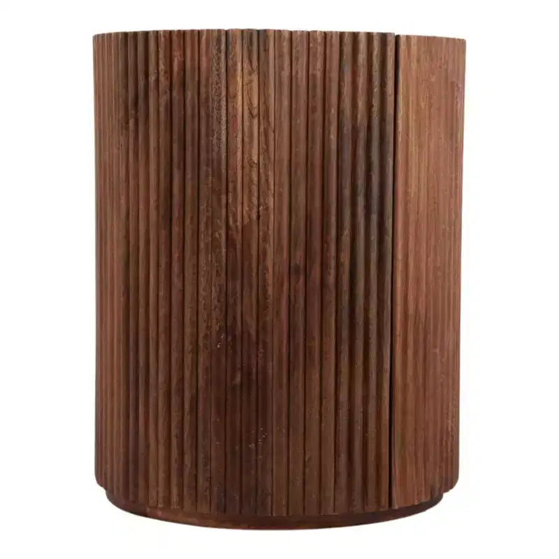 Table d'appoint décorative en bois nervuré avec plateau en marbre et rangement – Sanzelize Design