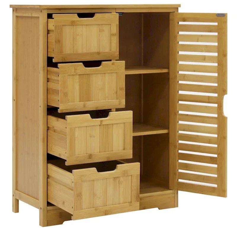 Meuble de Rangement Salle de Bain sur Pied avec 4 Tiroirs – Sanzelize Design
