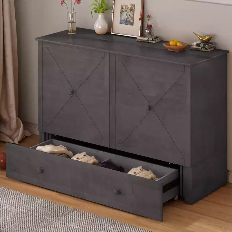 Lit escamotable Murphy 152 x 203 cm, lit coffre Cube avec station de charge et espace de rangement – Sanzelize Design