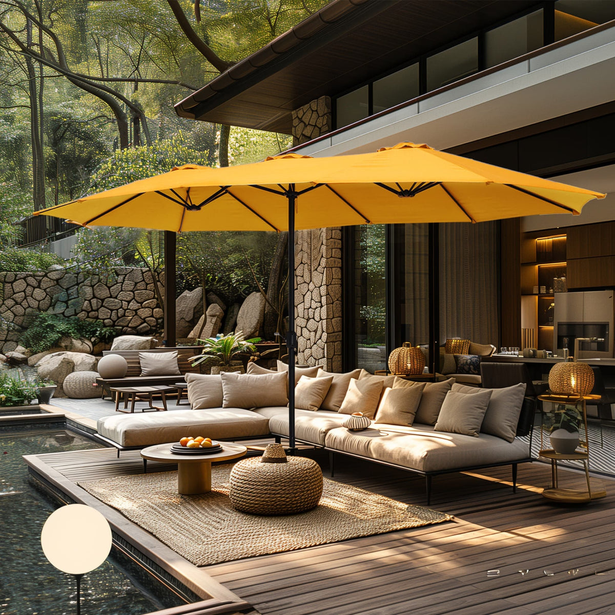 Grand Parasol Double Face de 4,5 m avec Base Incluse pour terrasse – Sanzelize Design