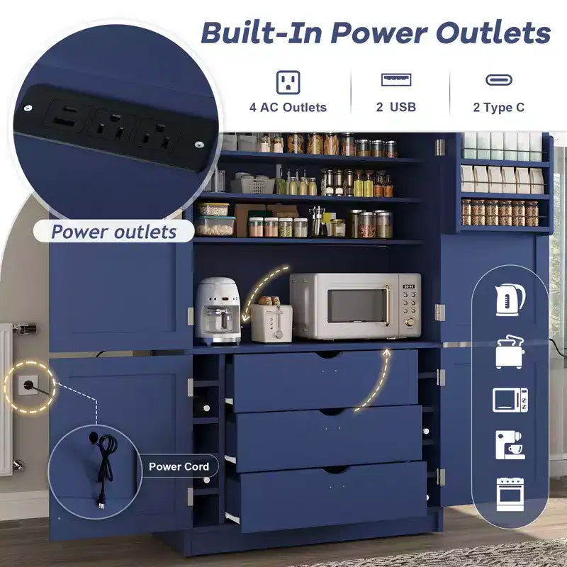 Grand meuble de garde-manger de cuisine avec prises électriques – Sanzelize Design