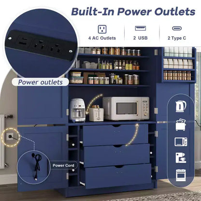 Grand meuble de garde-manger de cuisine avec prises électriques – Sanzelize Design