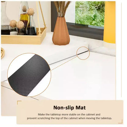 Desserte de buffet intelligente rotative/extensible avec 6 tiroirs, plan de travail étendu, tapis antidérapant – Sanzelize Design