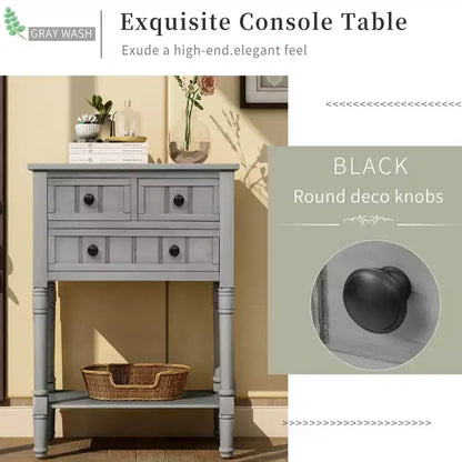 Console étroite de 60 cm avec 3 tiroirs et étagère, table d'appoint pour petite entrée ou salon – Sanzelize Design